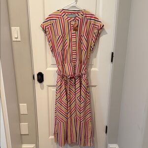 Silvia Tcherassi dress - Striped Midi Shirt Dress with Tie Waist - Multicolor